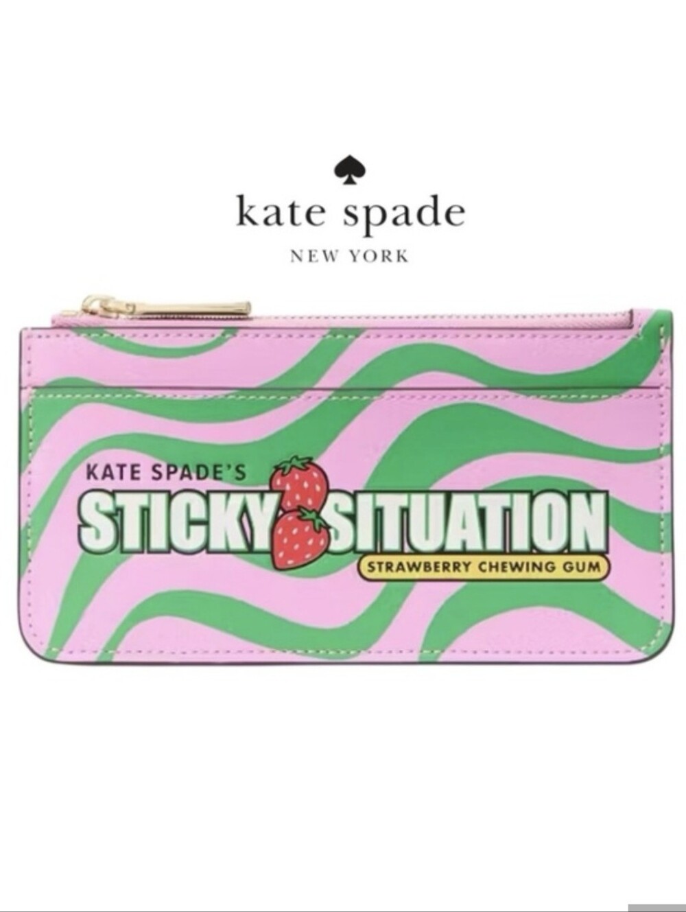 NWT kate spade Pink & Green 'Sticky Situation' Strawberry Card Wallet